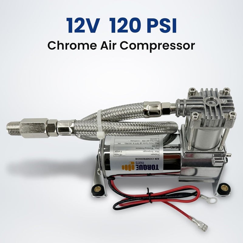 Torque 12V Heavy Duty 444c Air Compressor Kit - 120 PSI, Portable Single Port, Replaces Air Lift 16092 16192 - Compressor for Train Horns, Air Horns, Air Ride Suspension, Train Horn Systems (TR16192) - Image 3